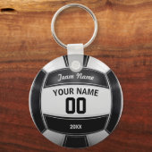 Volleyball Player's Name Year Team Black and White Sleutelhanger (Voorkant)