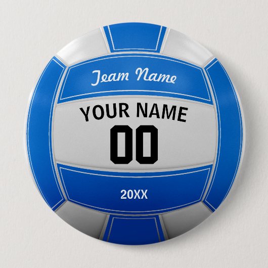 Volleyball Player's Name Year Team Blue Ronde Button 4,0 Cm (Voorkant)