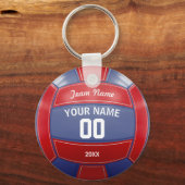 Volleyball Player's Name Year Team Red en Blue Sleutelhanger (Achterkant)