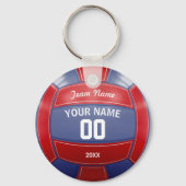 Volleyball Player's Name Year Team Red en Blue Sleutelhanger (Achterkant)