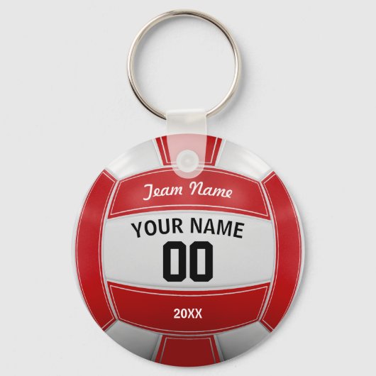 Volleyball Player's Name Year Team Red Sleutelhanger (Voorkant)