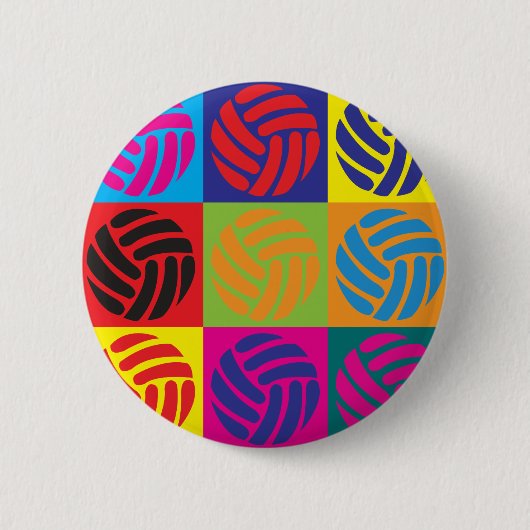 Volleyball Pop Art Ronde Button 5,7 Cm (Voorkant)