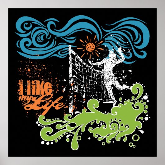 Volleyball Poster: "Ik hou van mijn leven" Poster (Voorkant)