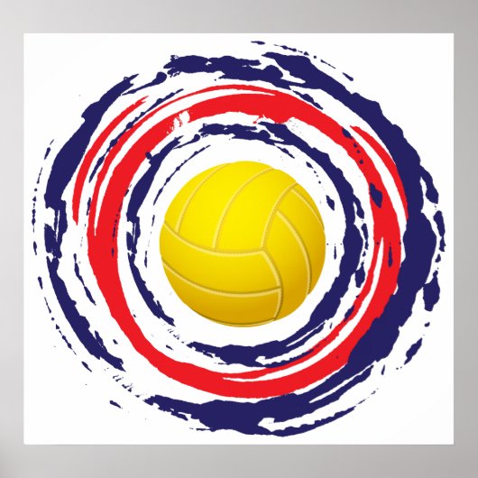 Volleyball Red Blue en White 2 Poster (Voorkant)