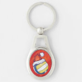 Volleyball Red Kerstmis Sleutelhanger (Voorkant)