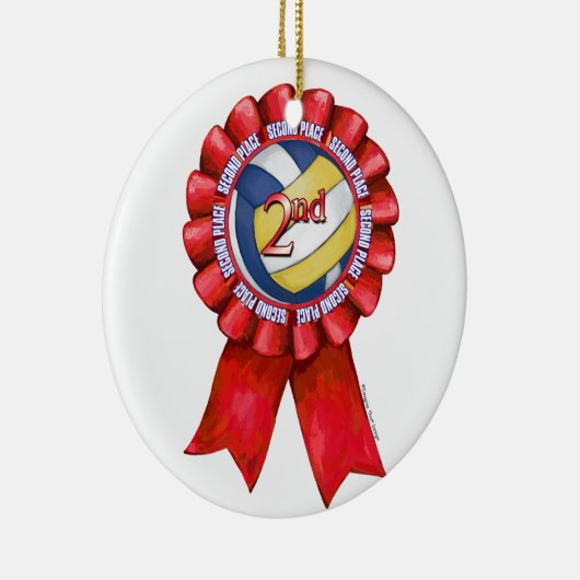 Volleyball Ribbons 2de Keramisch Ornament (Rechts)