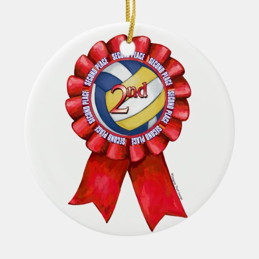 Volleyball Ribbons 2de Keramisch Ornament (Voorkant)
