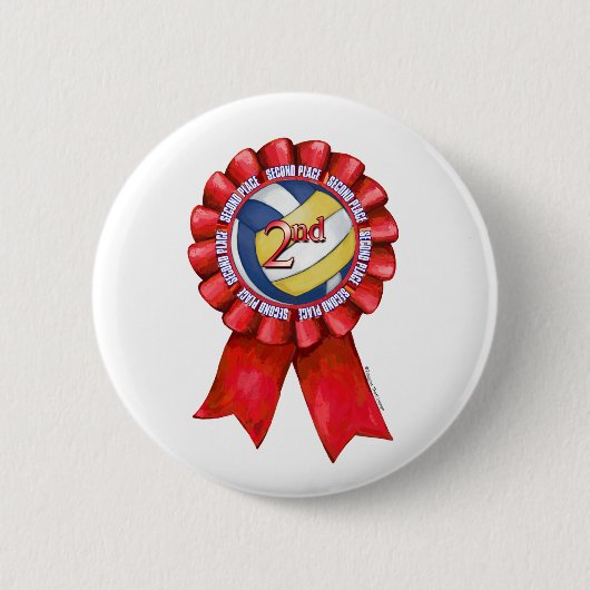 Volleyball Ribbons 2de Ronde Button 5,7 Cm (Voorkant)