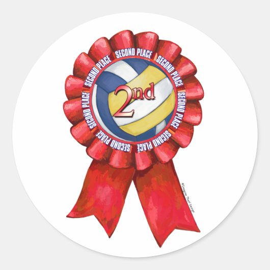 Volleyball Ribbons 2de Ronde Sticker (Voorkant)