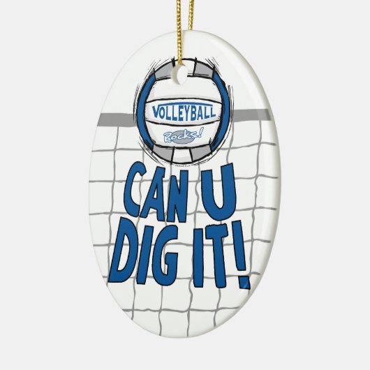 Volleyball Rocks Blue en Silver Keramisch Ornament (Links)