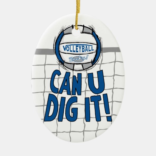 Volleyball Rocks Blue en Silver Keramisch Ornament (Voorkant)