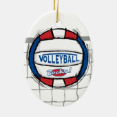 Volleyball Rocks Blue en Silver Keramisch Ornament (Achterkant)