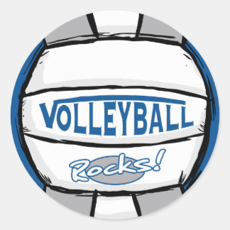 Volleyball Rocks Blue en Silver Ronde Sticker