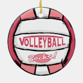 Volleyball Rocks Pink Keramisch Ornament (Achterkant)