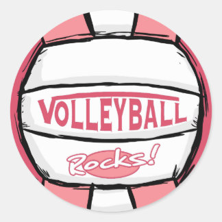 Volleyball Rocks Pink Ronde Sticker