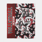 Volleyball - Rood, zwart en wit gebladerte Fleece Deken (Voorkant)