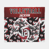 Volleyball - Rood, zwart en wit gebladerte Fleece Deken (Voorkant (Horizontaal))