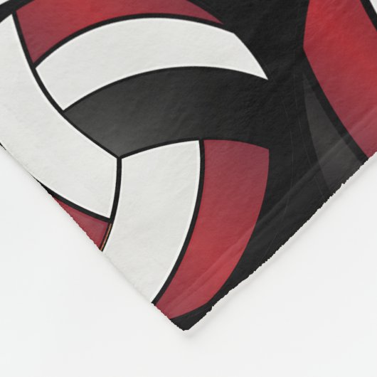Volleyball - Rood, zwart en wit gebladerte Fleece Deken (Hoek)