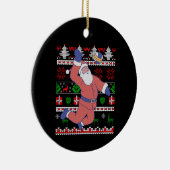 Volleyball Santa Claus Ugly Kerstmis Keramisch Ornament (Rechts)