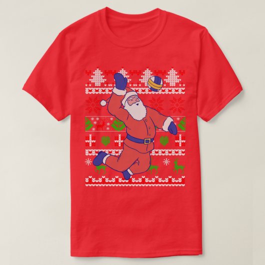 Volleyball Santa Claus Ugly Kerstmis T-shirt (Design voorkant)