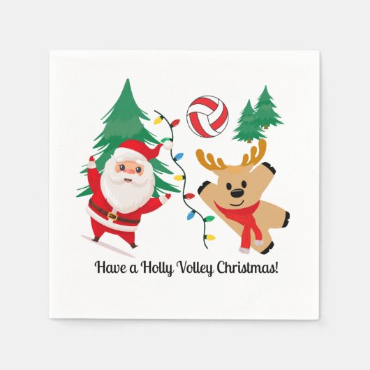 Volleyball Santa Cocktail Napkin Servet (Voorkant)