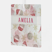 Volleyball Santa Hat Name Christmas   Glas Ornament (Voorkant links)