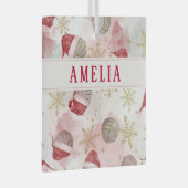 Volleyball Santa Hat Name Christmas   Glas Ornament (Voorkant Rechts)