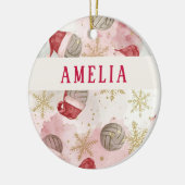 Volleyball Santa Hat Name Christmas   Keramisch Ornament (Links)