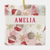 Volleyball Santa Hat Name Christmas   Keramisch Ornament (Voorkant)