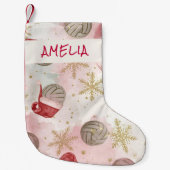 Volleyball Santa Hat Name Christmas   Kleine Kerstsok (Voorkant)