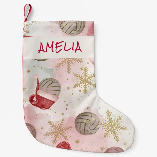Volleyball Santa Hat Name Christmas   Kleine Kerstsok (Voorkant)