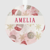 Volleyball Santa Hat Name Christmas   Ornament (achterkant)
