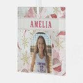Volleyball Santa Hat Name Photo Christmas   Glas Ornament (Voorkant links)