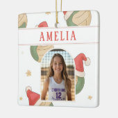 Volleyball Santa Hat Name Photo Christmas Keramisch Ornament (Links)