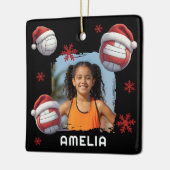 Volleyball Santa Hat Name Photo Christmas  Keramisch Ornament (Links)