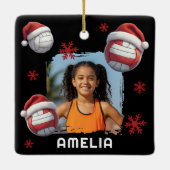 Volleyball Santa Hat Name Photo Christmas  Keramisch Ornament (Achterkant)