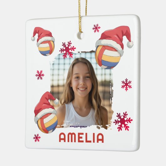 Volleyball Santa Hat Name Photo Christmas  Keramisch Ornament (Links)