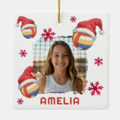 Volleyball Santa Hat Name Photo Christmas  Keramisch Ornament (Achterkant)