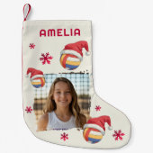 Volleyball Santa Hat Name Photo Christmas  Kleine Kerstsok (Voorkant)