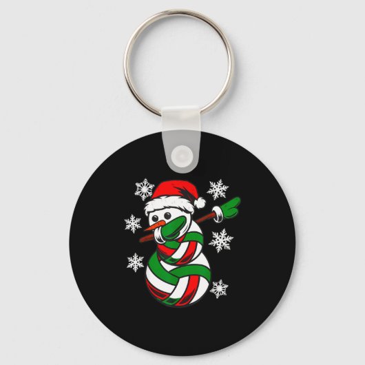Volleyball Santa Hat Snowman Xmas Funny Volleyball Sleutelhanger (Voorkant)