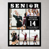 Volleyball Senior Graduation 5 Photo Collage Poster (Voorkant)