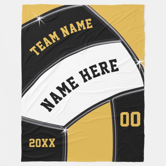 Volleyball Senior Night Gift Ideeën, Black Gold of Fleece Deken (Voorkant)
