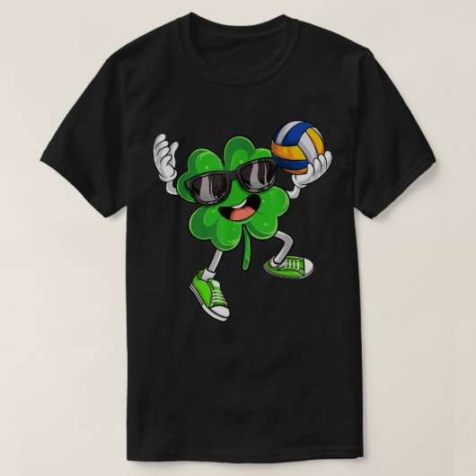 Volleyball Shamrock Lucky Clover Irish St Patricks T-shirt (Design voorkant)