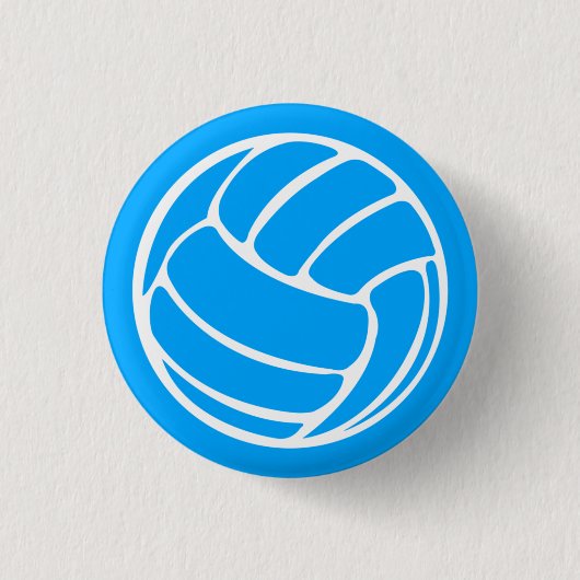 Volleyball Silhouette Button blauw (Voorkant)