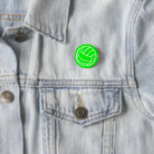 Volleyball Silhouette Button Green (In situ)