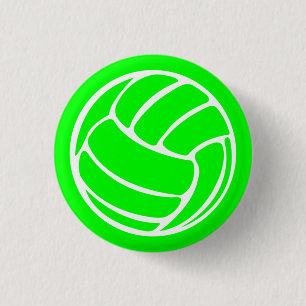Volleyball Silhouette Button Green