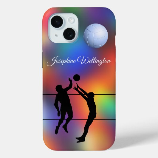 Volleyball Silhouette Players and Ball personalize Case-Mate iPhone Case (Achterkant)