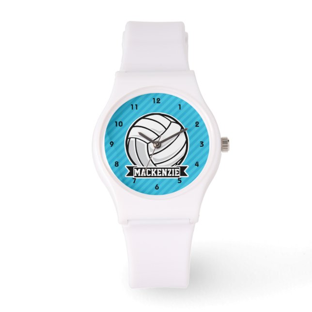 Volleyball; Sky Blue Stripes Horloge (Voorkant)