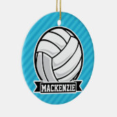Volleyball; Sky Blue Stripes Keramisch Ornament (Rechts)