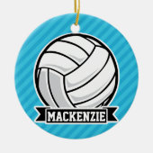 Volleyball; Sky Blue Stripes Keramisch Ornament (Voorkant)